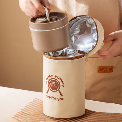 圆形保温袋手提包上班族带饭铝箔加厚饭盒便当餐包大容量装饭袋子