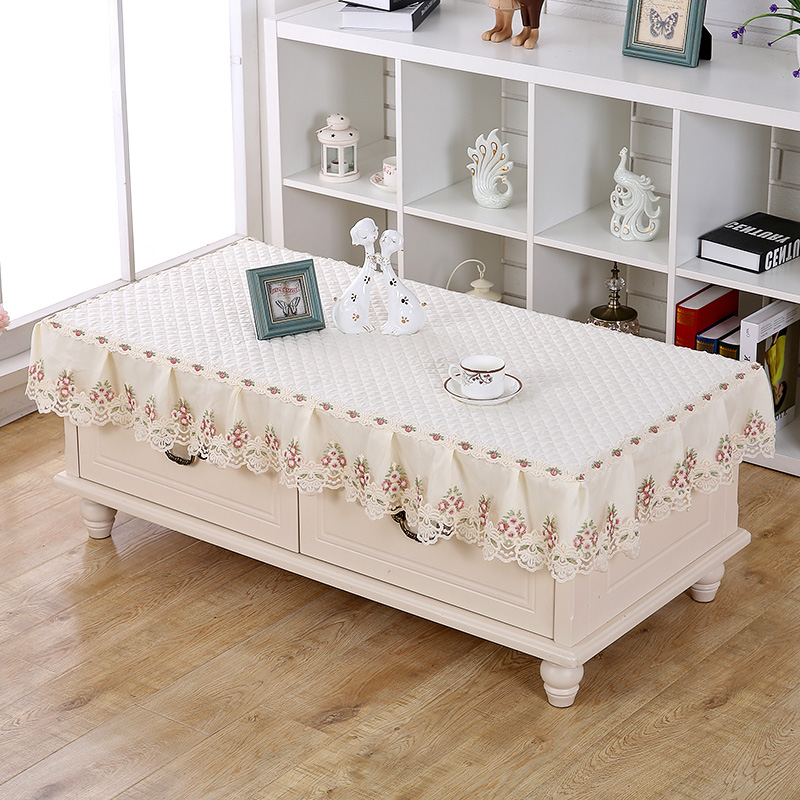 布艺茶几桌布客厅长方形茶几罩套田园桌布茶几垫加厚防滑防尘桌罩