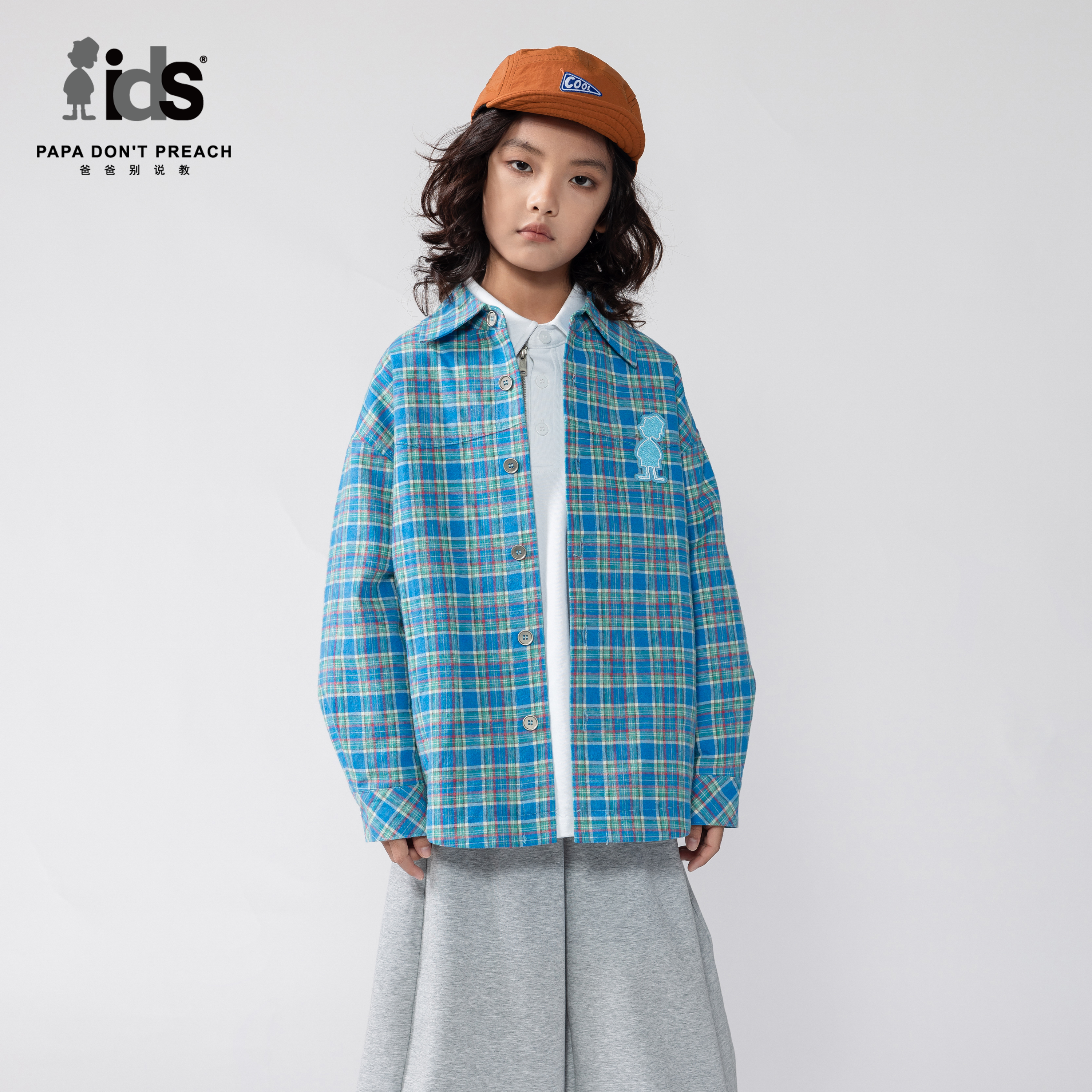 IDS童装梭织柔软休闲格纹衬衫
