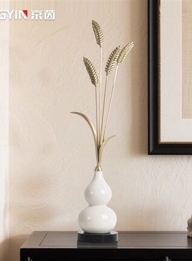 新中式葫芦d摆件客厅玄关电视柜装饰品乔迁新居开业礼物麦穗摆件