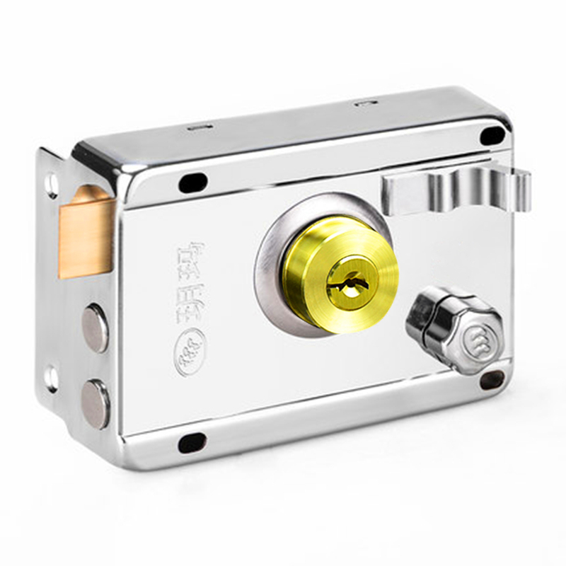 玥玛纯铜月牙老式门锁外装门锁防盗门锁家用大门锁铁门锁木门锁