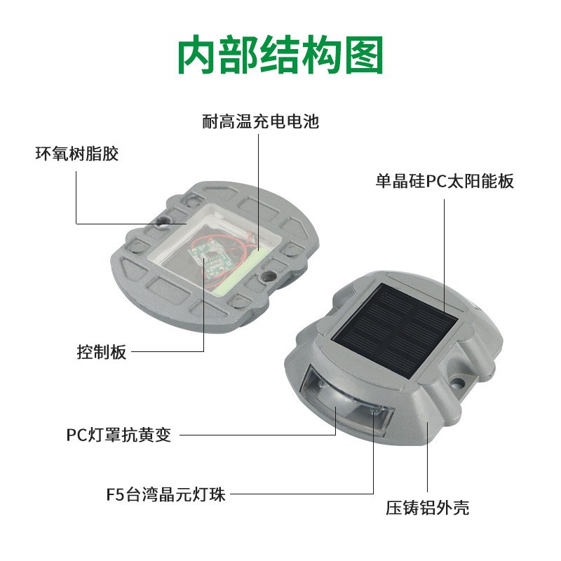 太阳能铸铝道钉马蹄形蝴蝶形发光道钉反光道路警示灯货车庭院景观