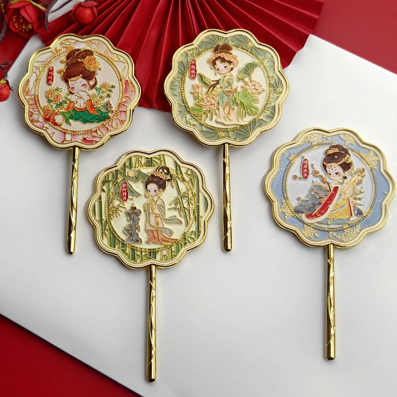 西安文创纪念品四大美女随身镜古风手持化妆镜圆形旅游伴手礼品