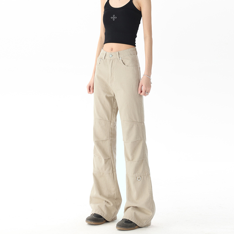 星雾纱～复古宽松小众微辣百搭工装裤春夏季新款喇叭休闲牛仔裤女