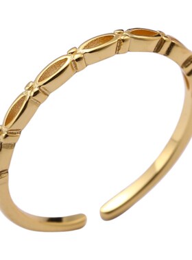 925纯银链条戒指镂空食指指环显手细尾戒小指小巧百搭女单戒T5773