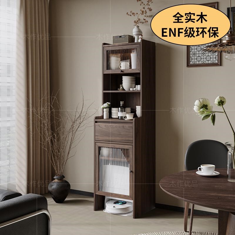中古风餐边柜扫地机器人家政柜靠墙一体法式复古储物柜收纳柜边柜