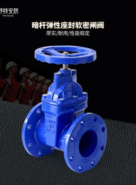 闸阀手动弹性座封闸阀o 铸铁法兰暗杆闸阀 Z45X软密封闸阀蓝色闸