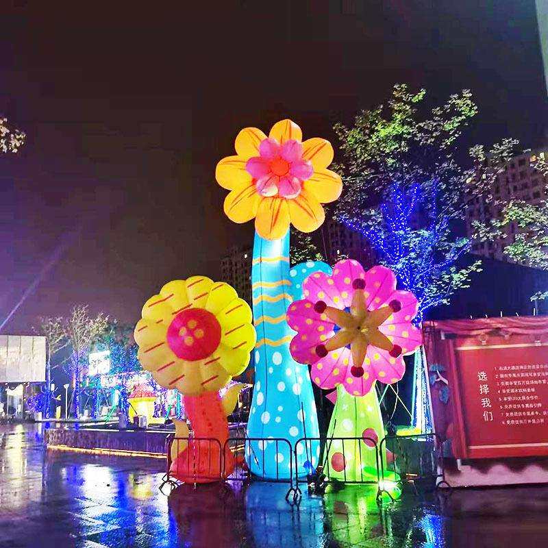 充气大型花朵仿真花卉卡通商场户外美陈模型发光蘑菇莲花装饰气模