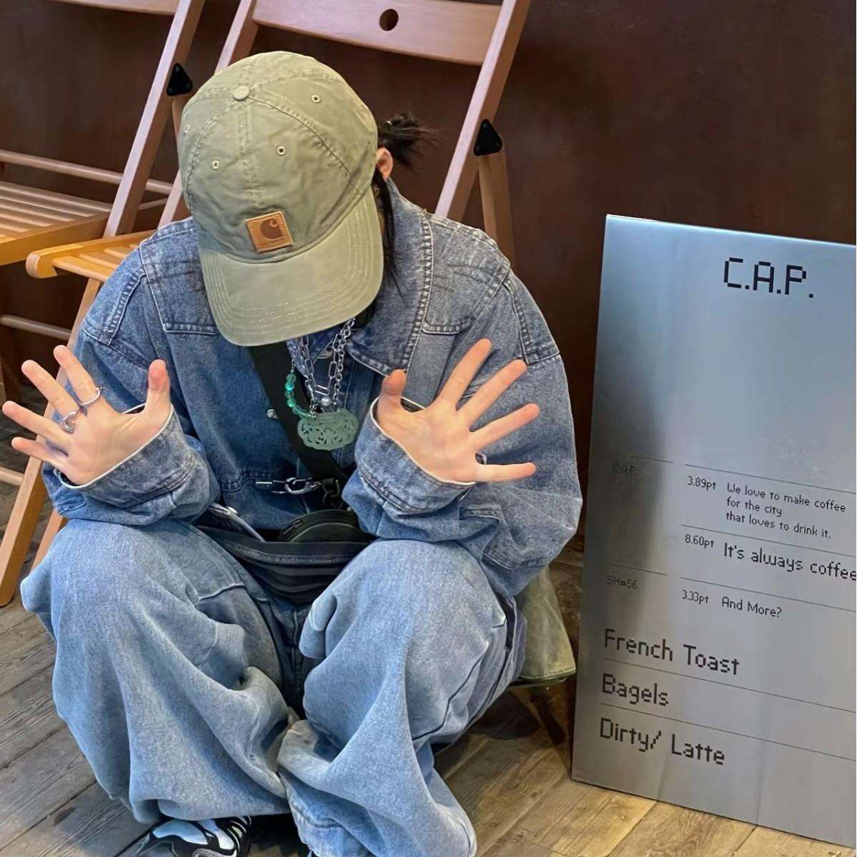 原单Carha卡哈Wip重工六色美式复古经典皮标牛仔棉复古鸭舌帽棒球
