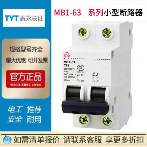 TYT泰永长征MB1-63_3P小型断路器3P空气开关微断总闸32A50A