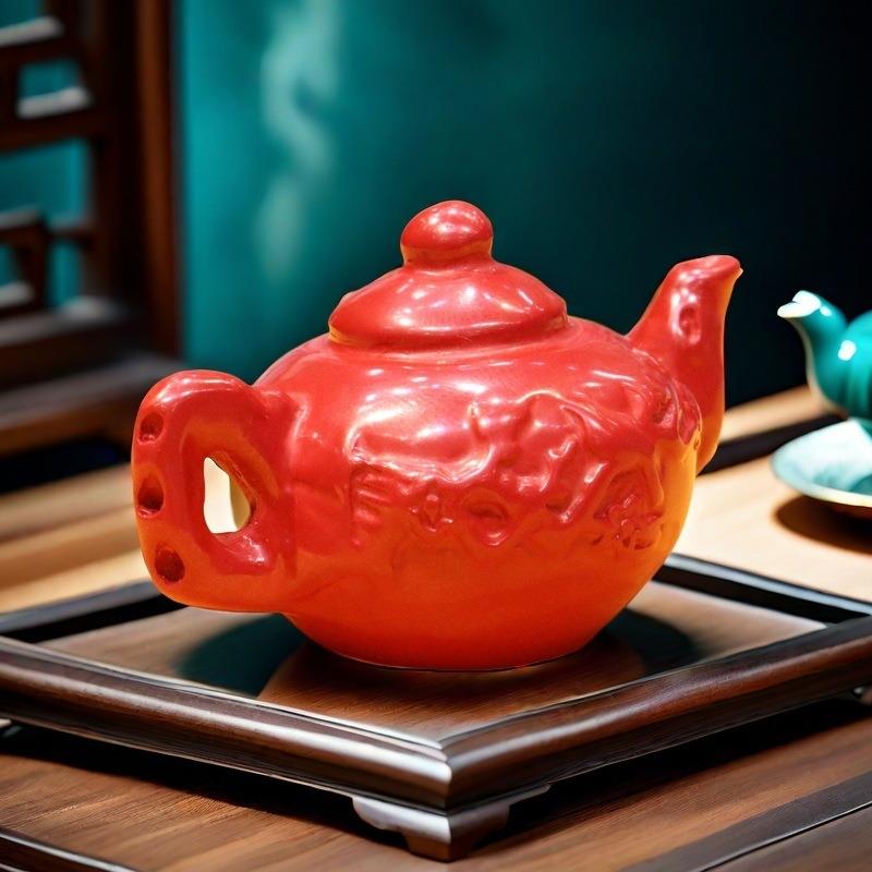 朱砂吉祥如意把把壶摆件精品高含量帝王砂茶壶饰品玄关书桌办公室