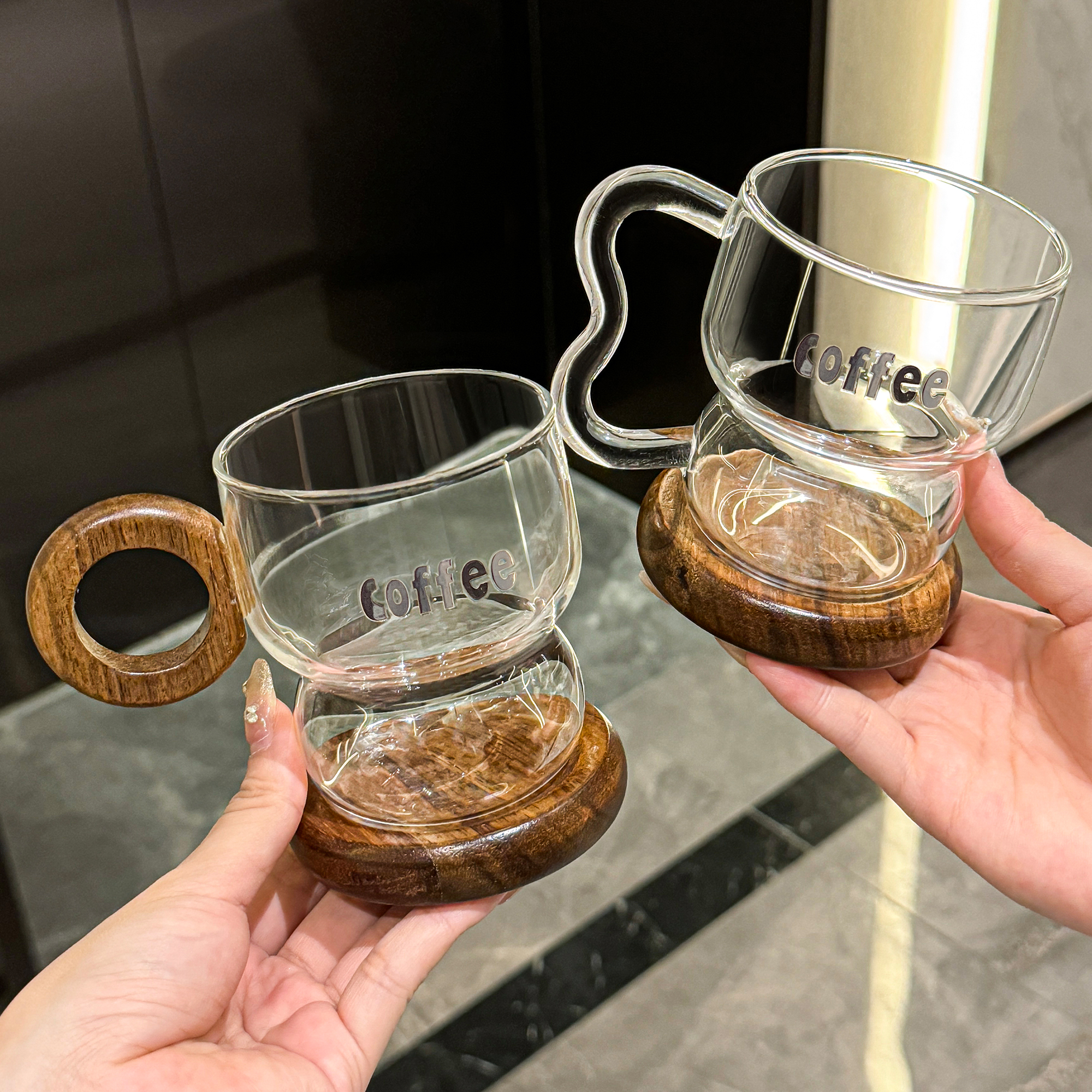 马克杯办公室玻璃喝水杯子女2024新款家用高颜值咖啡果汁冷饮杯