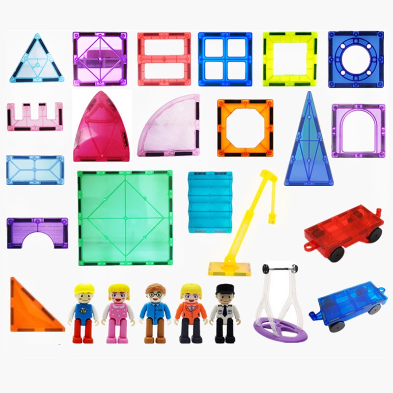 彩窗磁力片散片补充片正方形三角形摩天轮磁力小车益智拼搭积木