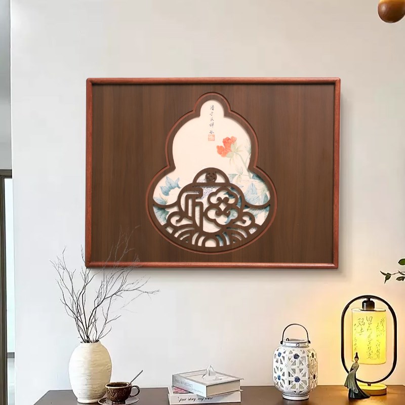 新中式实木电表箱盒遮挡装饰画2025新款镂空雕刻配电箱总开关挂画