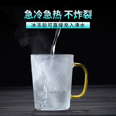 玻璃杯带盖耐高温办公室男女喝茶水杯家用透明喝水杯子泡花茶茶杯