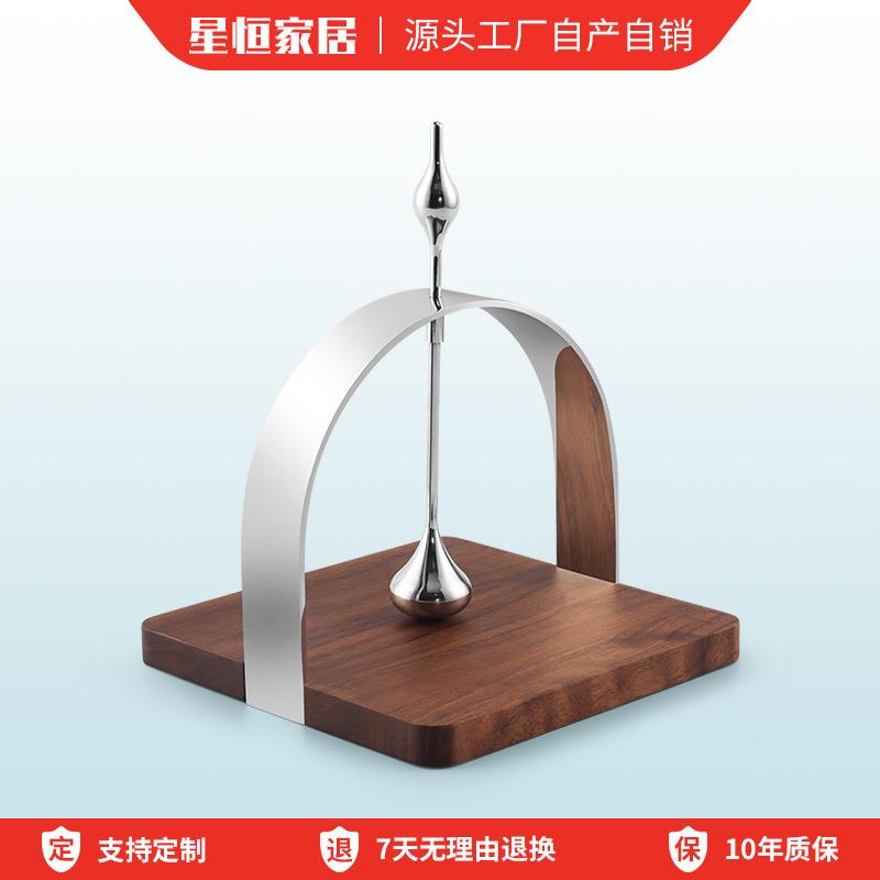 高档欧式餐巾纸收纳架西餐厅商用方形不锈钢纸巾收纳盒胡桃木摆件