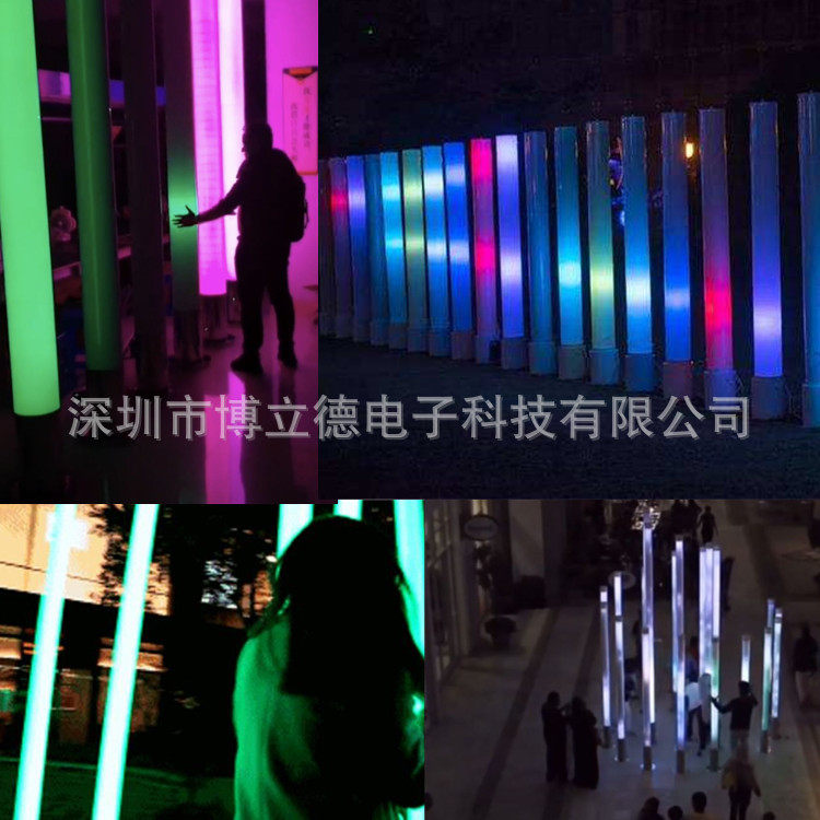 互动触摸感应声控灯柱安装智能LED声光景观灯装置户外广场工程