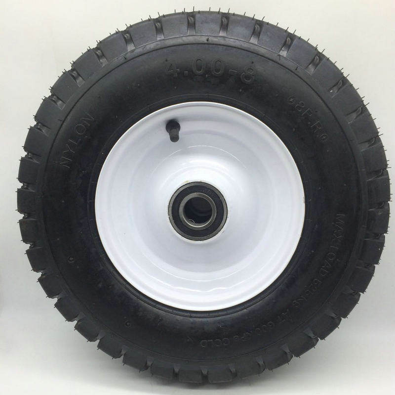 400-8真空胎轮6206轴承轮工矿轮手推车工具车轮胎充气橡胶轮