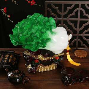 居家茶几工艺品摆件仿玉树脂白菜摆台富贵办公室装饰品