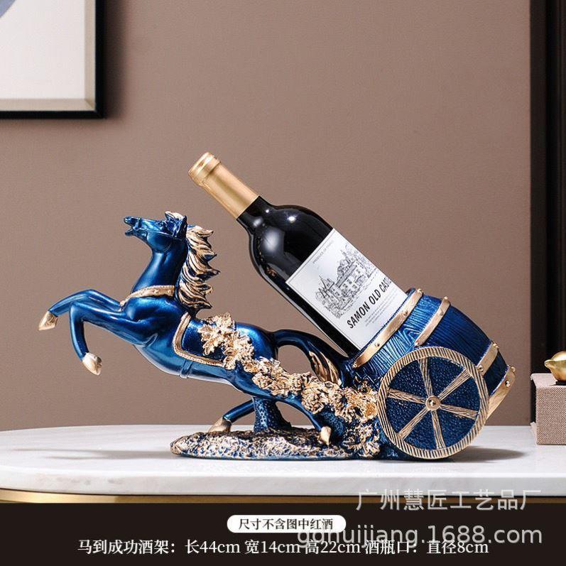 跨境红酒酒架欧式马到成功马拉车鹿拉车高档家居载酒装饰品工艺品