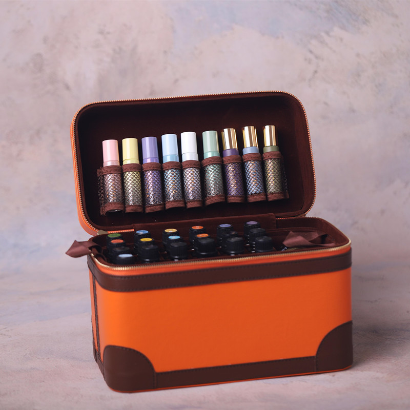 出口 多特瑞精油收纳包便捷抗震大容量香水口红高档皮精油箱盒子