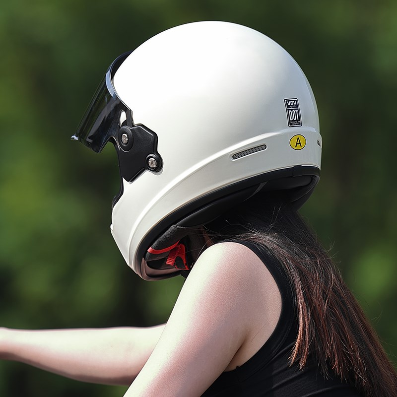 3c认证复古机车全盔摩托车头盔男女秋冬季巡航踏板电动车保暖头盔
