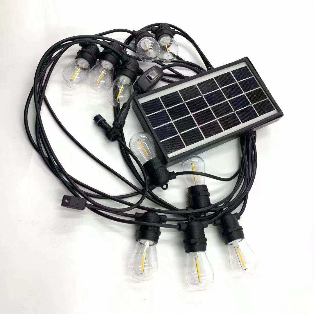 led太阳能灯串 户外防水太阳能灯串线S14创意E27/E12-E17太阳能灯
