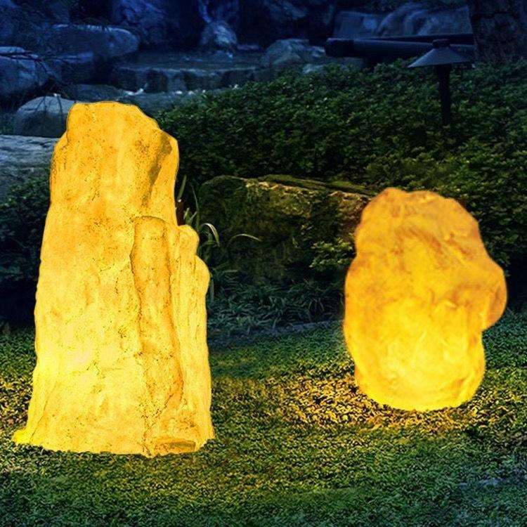 户外新款发光石头装饰鹅卵石庭院太阳能防水别墅花园草坪灯