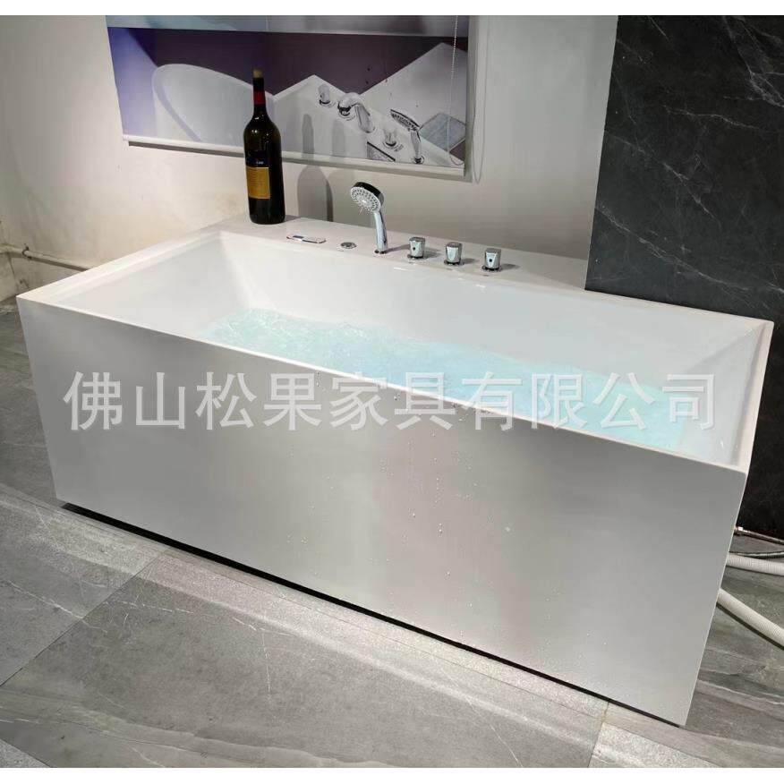 非标功能浴缸直角方形直角长方形加深深泡气泡按摩冲浪三面裙浴缸