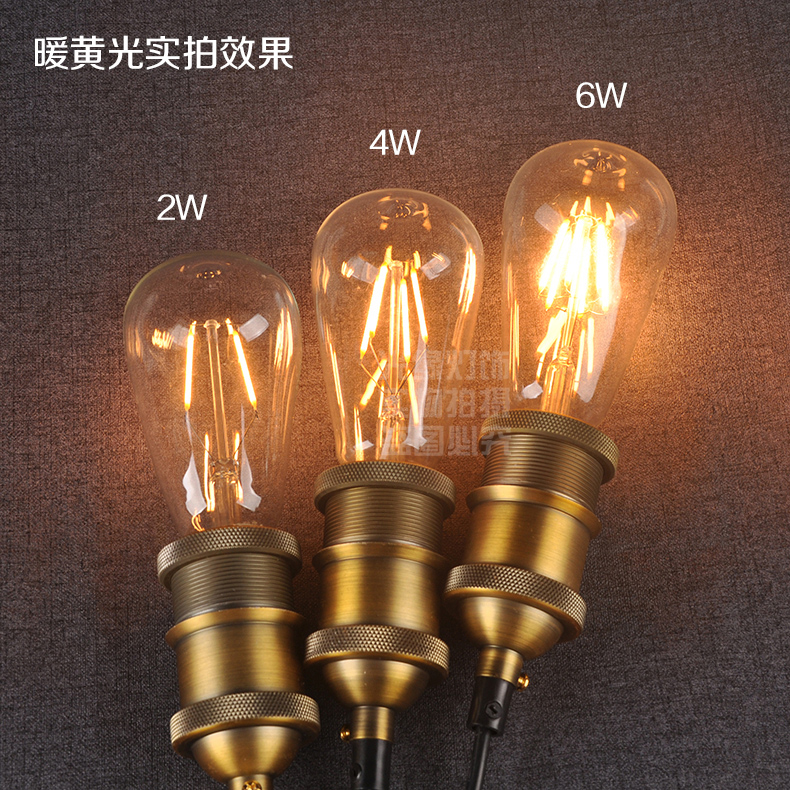 复古E27大螺旋口4W装饰白炽灯 爱迪生LED灯丝 ST64奶嘴灯泡