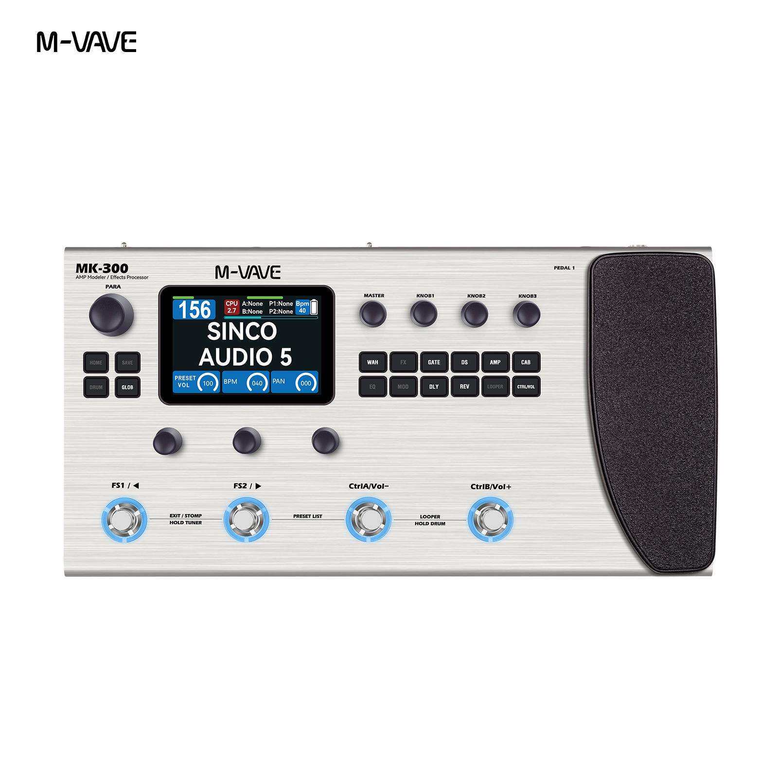 M-VAVE MK-300 吉他贝斯综合效果器带鼓机音量踏板亚马逊
