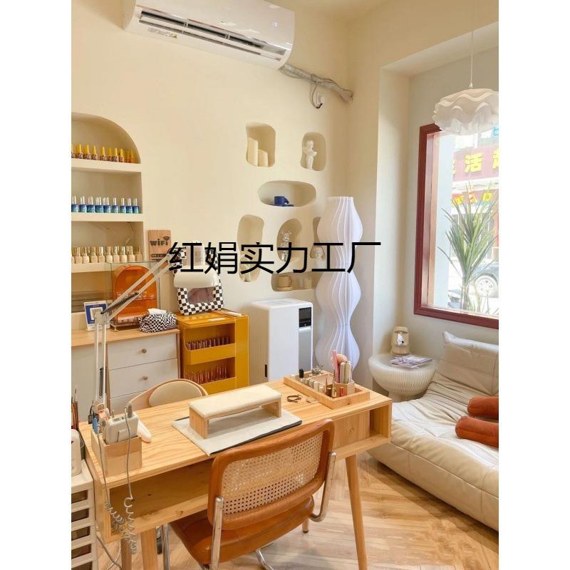 实木美甲桌日式美甲店带内嵌吸尘器美甲桌轻奢简约美甲桌椅套装