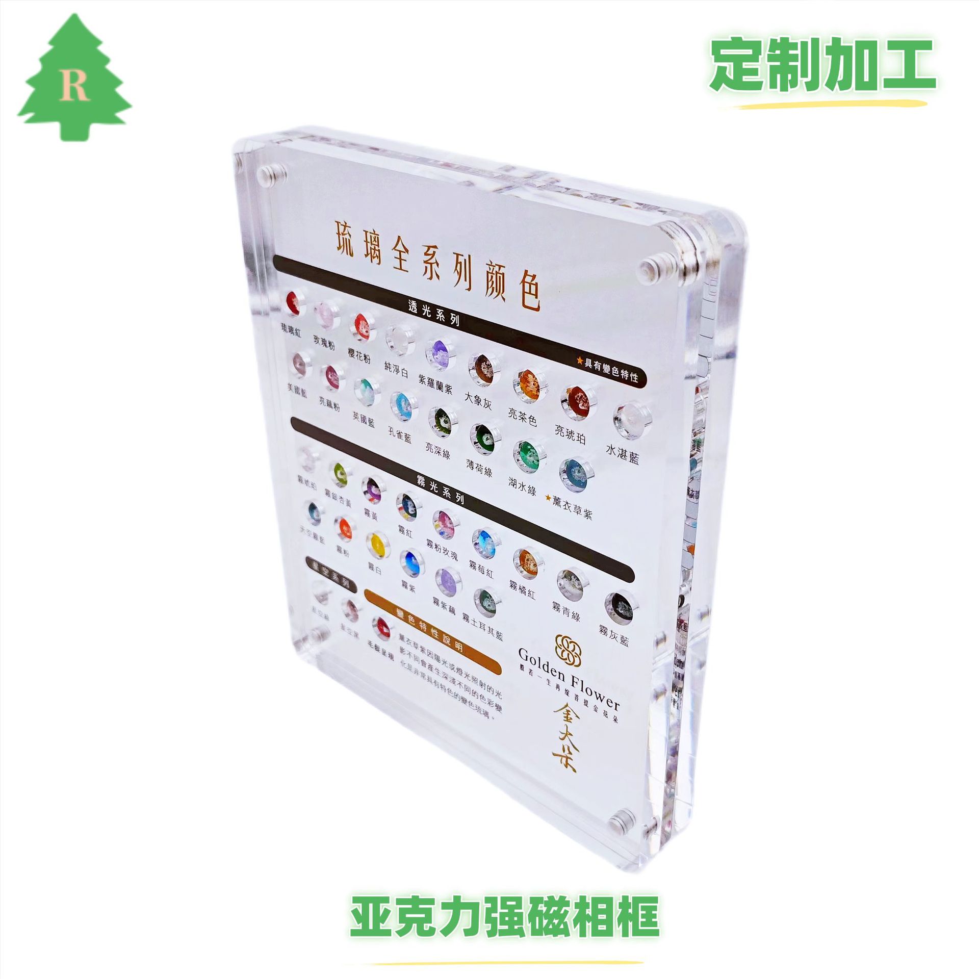 有机玻璃3块组合强磁雕孔相框
