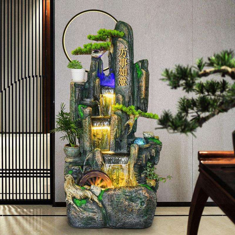 山水假山流水喷泉景观客厅水幕墙摆件高山瀑布园林造景瀑布式滴水