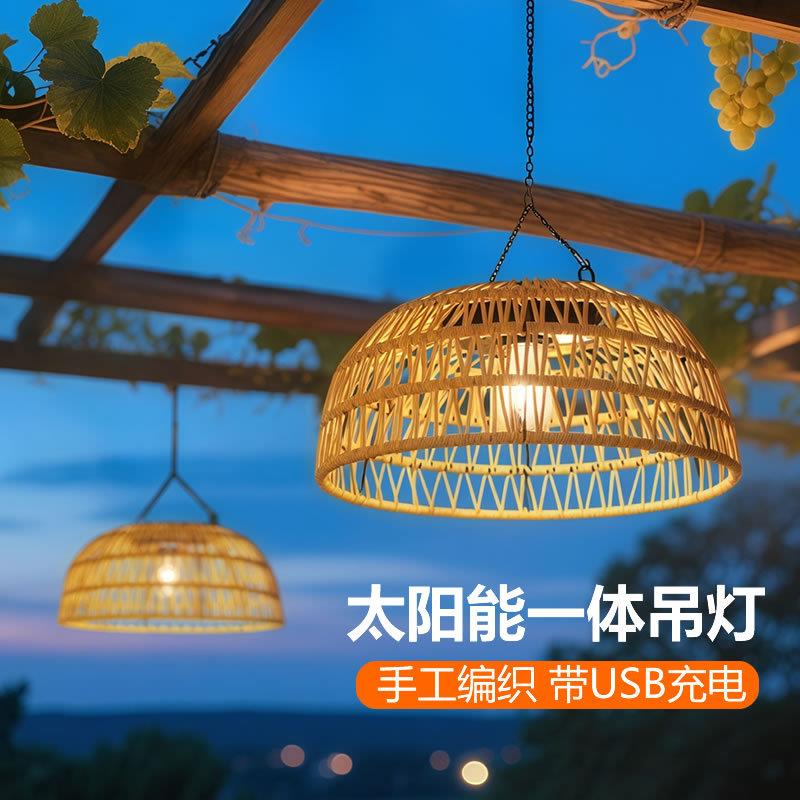太阳能吊灯户外充电照明氛围装饰中式小院布置免打孔挂灯葡萄架