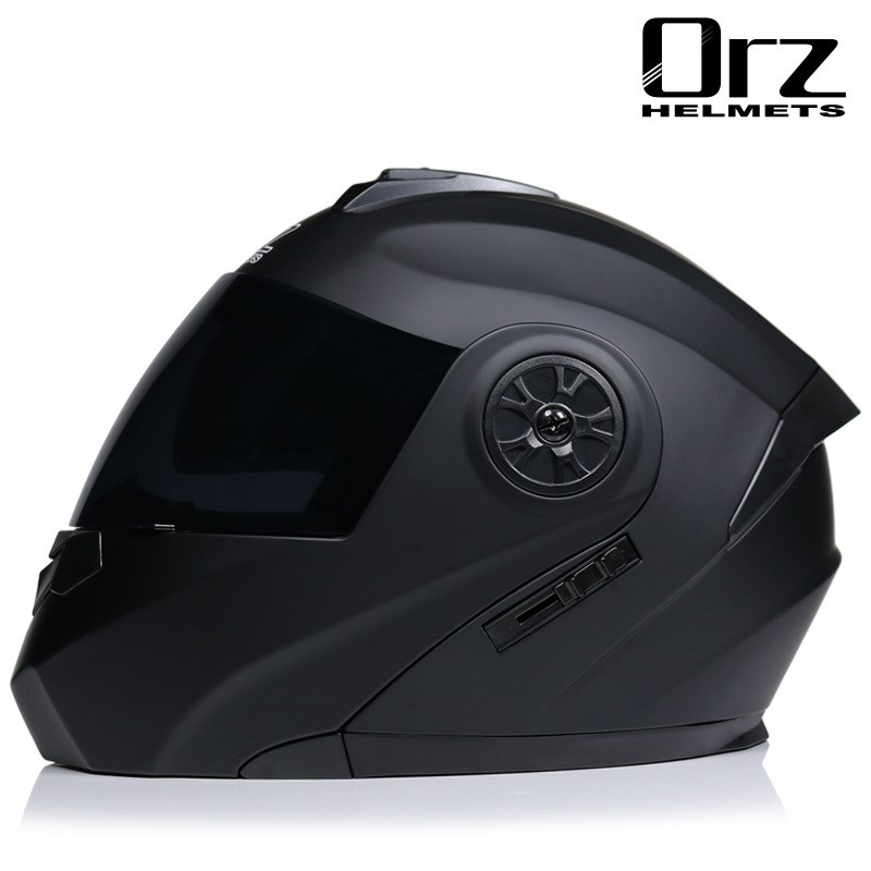 新国标ORZ电动自行车头盔灰男女士全盔四季揭面盔双镜帽子