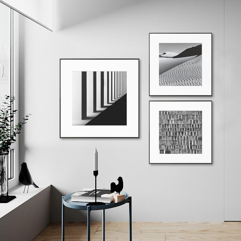 黑白工业风现代简约装饰画玄关走廊壁画客厅餐厅组合挂画照片墙画