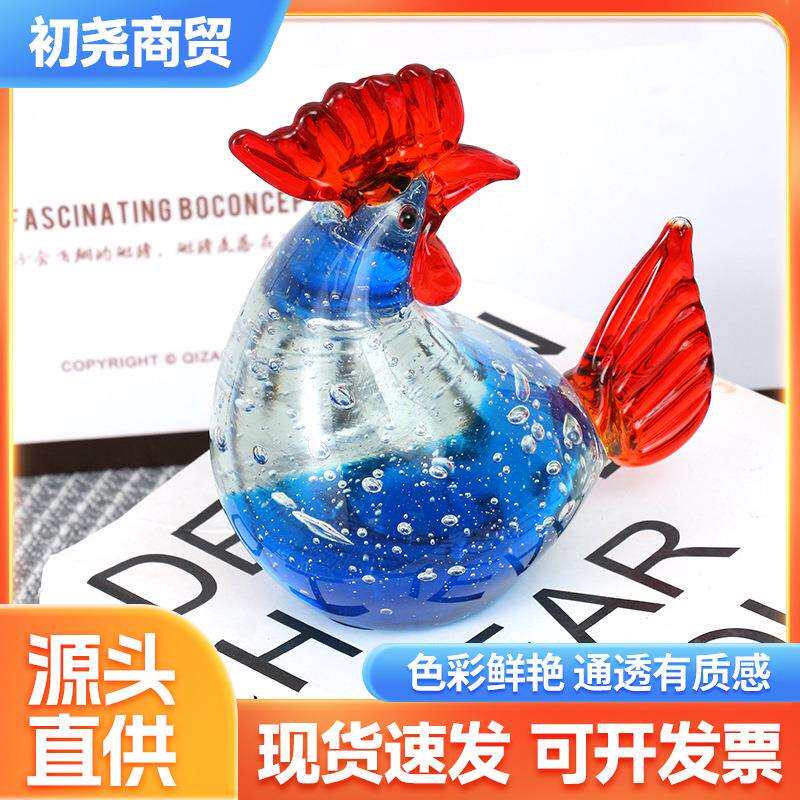 淄博琉璃工艺品摆件咕咕鸡公鸡雕像博山水晶玻璃跨境爆款热卖装饰图片