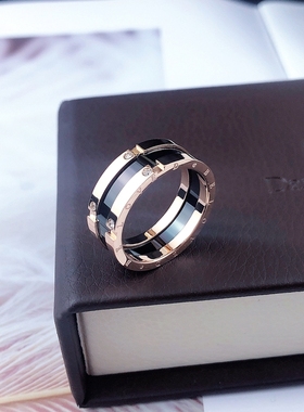 戒指男大宽版欧美黑色潮时尚个性陶瓷钛钢食M指环单身男士复古戒