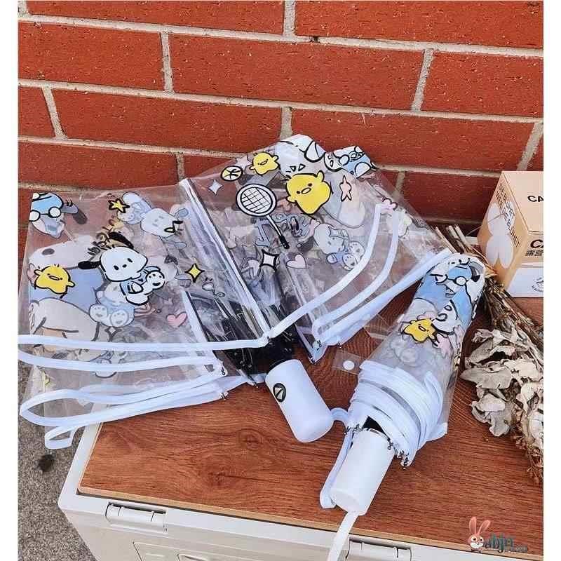 雨伞学生上学用全l自动透明女折叠女神清新三折叠伞双人网红情侣
