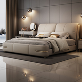 意式 轻奢真皮床现代简约软包大床头层牛皮高端双人床婚床软包床