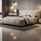 意式 轻奢真皮床现代简约主卧高端大气1.8m软包双人婚床网红双人床