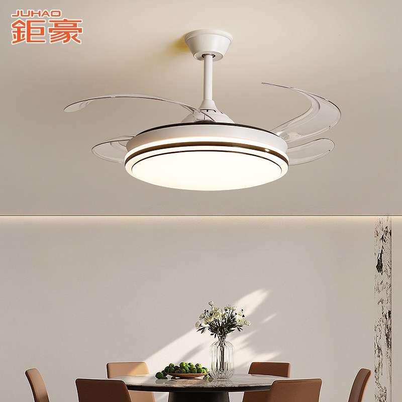 隐形吊扇灯一体餐厅客厅卧室饭厅简约现代遥控北欧带电灯风扇吊灯