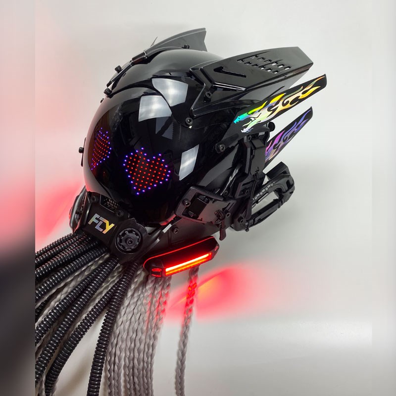 赛博朋克面具app控制动画 划文字显示屏面罩儿童成人生日COS机械