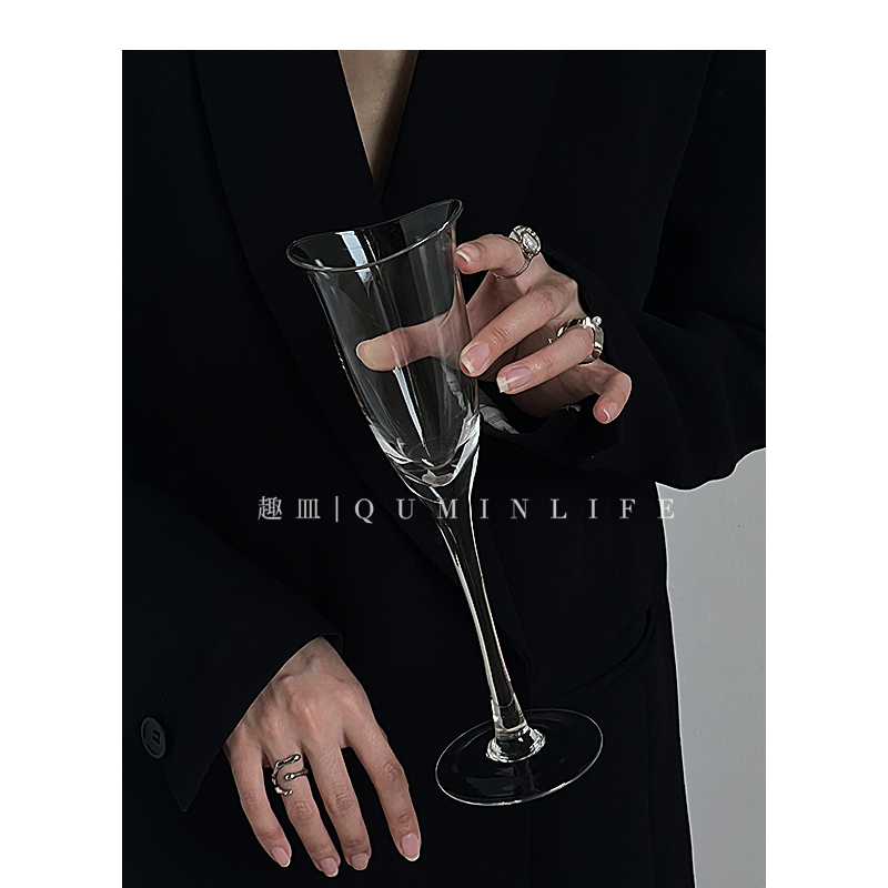 Qumin 春日素语 杨柳依依 喇叭形轻奢红酒杯葡萄酒高脚杯红酒杯