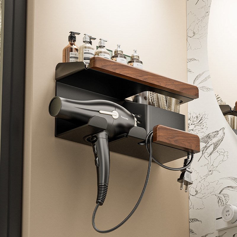 吹风机置物架免打孔戴森卫生间高级感牙刷洗脸巾一体收纳架