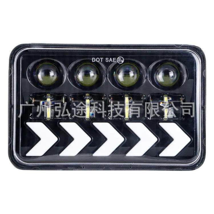 55W 5寸方形工作灯 4X6天使眼流水转向汽车LED改装灯
