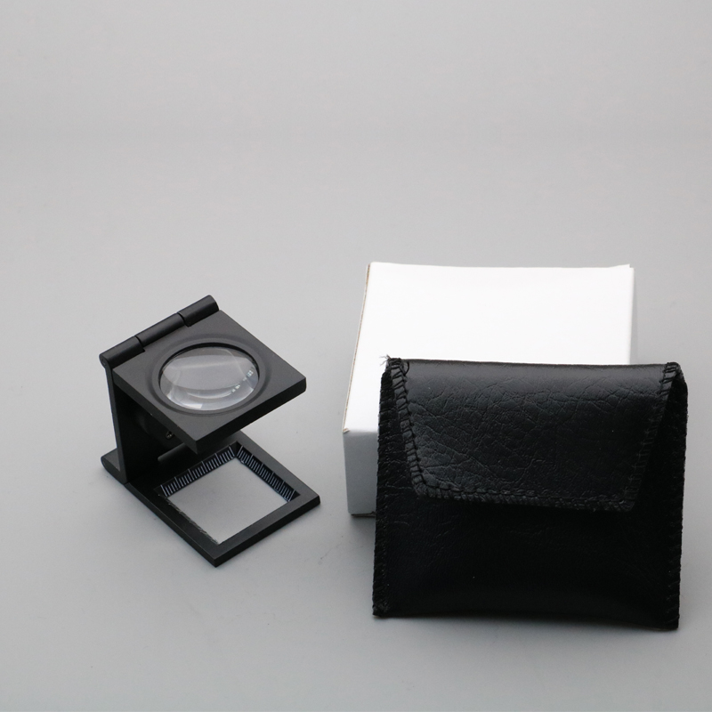 三折式折叠放大镜目镜10倍照布镜高清光学带灯刻度纺织印刷网点