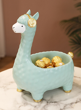 入户玄关钥匙收纳摆件客厅茶几鞋柜门口羊驼装饰品乔迁新居礼品