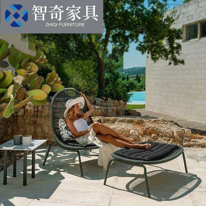 户外藤编沙发别墅酒店躺椅高脚椅创意蛋形椅民宿泳池阳台单人沙发